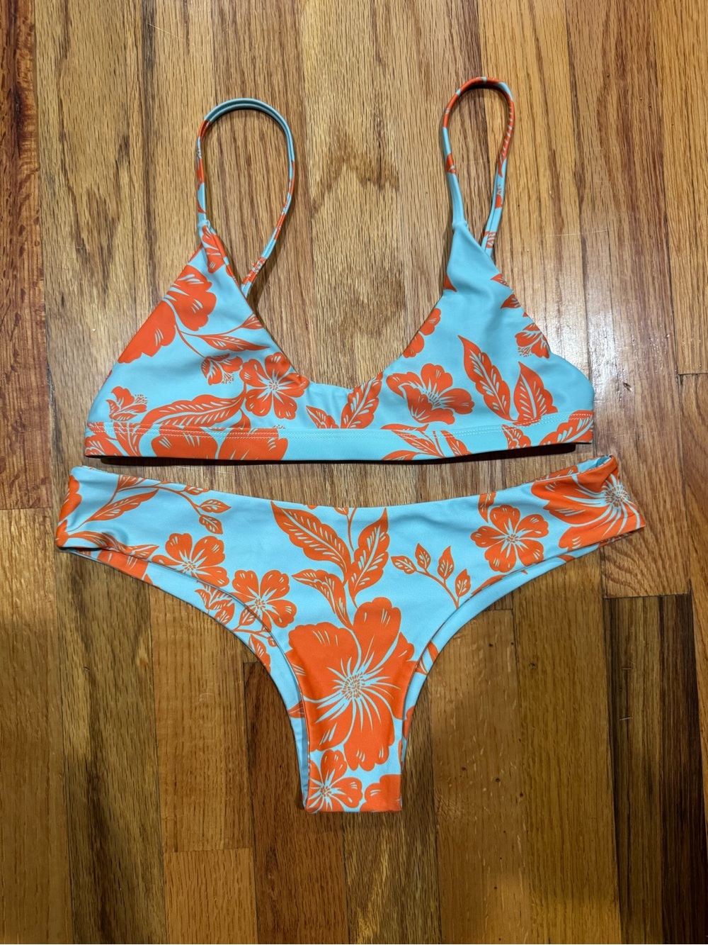 Kulani Kinis Light Blue & Orange Floral Bikini